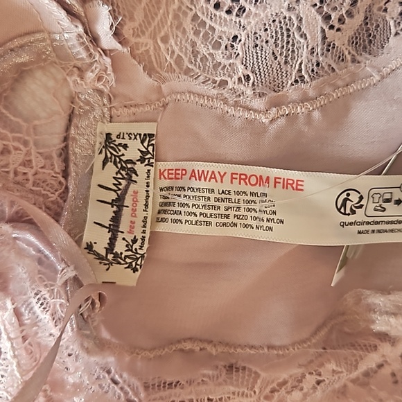 Free People Intimately Women Pink Satin Boho Shimmer  Cami Tank Top Size XS/L - Picture 13 of 15